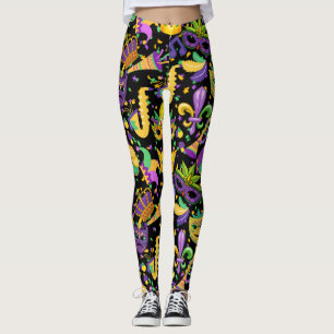 Mardi gras colours Black BG Leggings