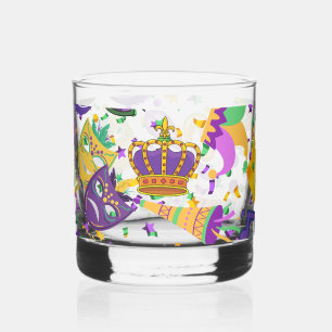 Mardi gras colours whiskey glass