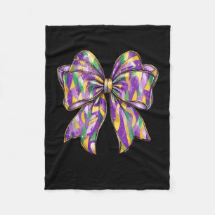 Mardi Gras Coquette Bow 2  Fleece Blanket