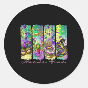 Mardi Gras Coquette Bow Costume Women Men Shenanig Classic Round Sticker