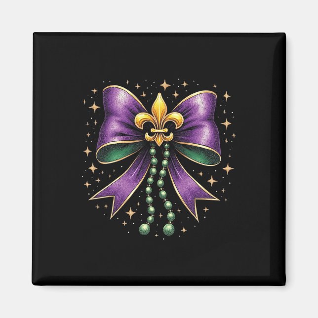 Mardi Gras Coquette Bow Fat Happy Mardi Gras  Magnet (Front)