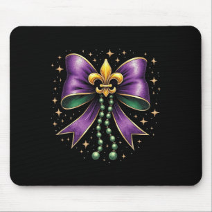 Mardi Gras Coquette Bow Fat Happy Mardi Gras Mouse Pad