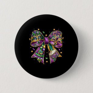 Mardi Gras Coquette Bow Fat Tuesday New Orleans Ki 6 Cm Round Badge