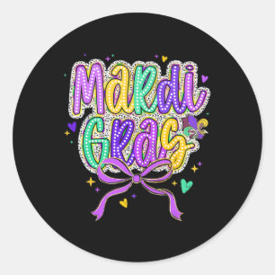 Mardi Gras Coquette Bow Fat Tuesday New Orleans Ki Classic Round Sticker