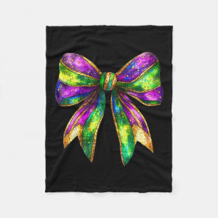 Mardi Gras Coquette Bow Fat Tuesday New Orleans Ki Fleece Blanket