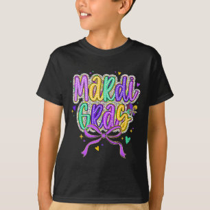 Mardi Gras Coquette Bow Fat Tuesday New Orleans Ki T-Shirt