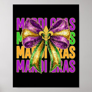 Mardi Gras Coquette Bow Fat Tuesday Parade Carniva Poster