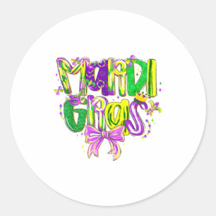 Mardi Gras Coquette Bow Festival New Orleans Fleur Classic Round Sticker