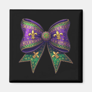 Mardi Gras Coquette Bow Festive Elegance Carnival Magnet