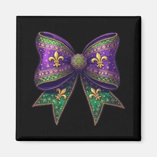 Mardi Gras Coquette Bow Festive Elegance Carnival Magnet (Front)