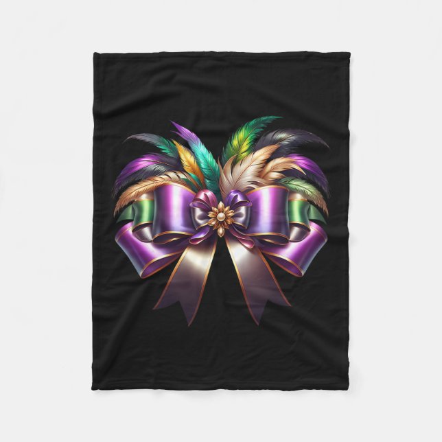 Mardi Gras Coquette Bow New Orleans Coquette Bow M Fleece Blanket (Front)