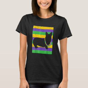 Mardi Gras Corgi Dog Beads And Jester Hat New Orle T-Shirt