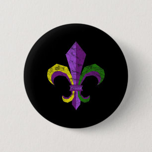 Mardi Gras Costume Clothing - Vintage Fleur De Lis 6 Cm Round Badge