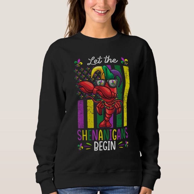 Mardi Gras Costume Dab Crawfish Shenanigans Kids T Sweatshirt (Front)