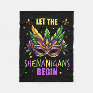 Mardi Gras Costume Let The Shenanigans Begin Mask  Fleece Blanket