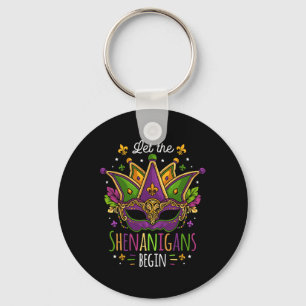Mardi Gras Costume Let The Shenanigans Begin Mask  Key Ring