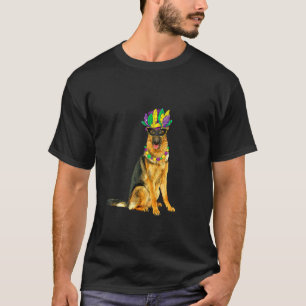 Mardi Gras Costume Mask German Shepherd Dog Puppy T-Shirt