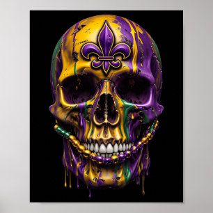 Mardi Gras Costume Sugar Skull Carnival Halloween  Poster