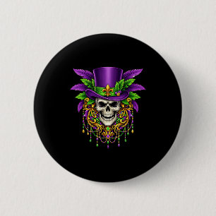 Mardi gras costume sugar skull carnival new orlean 6 cm round badge