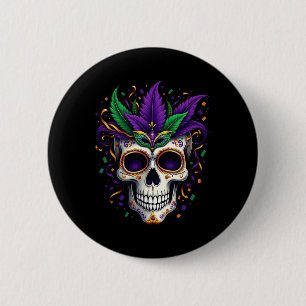 Mardi Gras Costume Sugar Skull Carnival New Orlean 6 Cm Round Badge