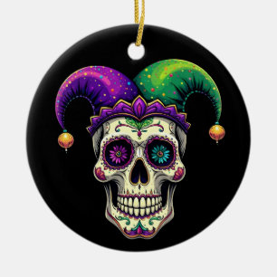 Mardi Gras Costume Sugar Skull Carnival New Orlean Ceramic Tree Decoration