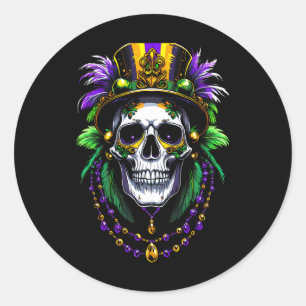 Mardi Gras Costume Sugar Skull Carnival New Orlean Classic Round Sticker