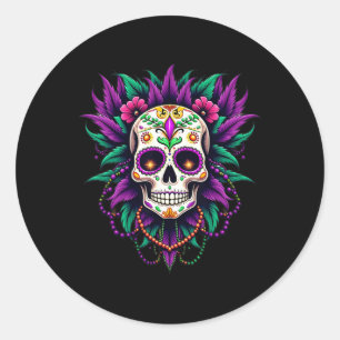 Mardi Gras Costume Sugar Skull Carnival New Orlean Classic Round Sticker