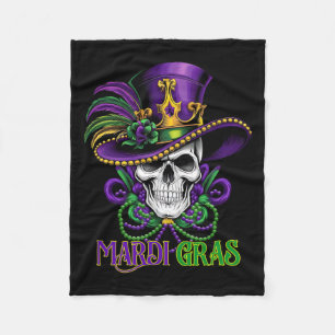Mardi Gras Costume Sugar Skull Carnival New Orlean Fleece Blanket