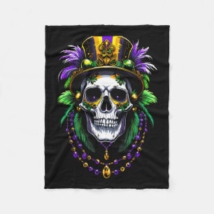 Mardi Gras Costume Sugar Skull Carnival New Orlean Fleece Blanket
