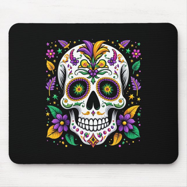 Mardi Gras Costume Sugar Skull Carnival New Orlean Mouse Pad (Front)