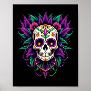 Mardi Gras Costume Sugar Skull Carnival New Orlean Poster
