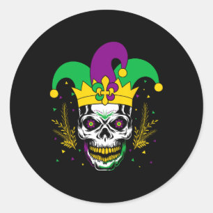 Mardi Gras Costume Sugar Skull Carnival Party Men  Classic Round Sticker