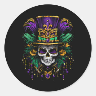 Mardi Gras Costume Sugar Skull Carnival Party Men Classic Round Sticker