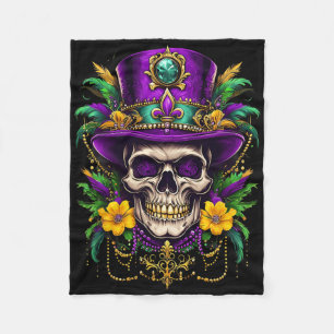 Mardi Gras Costume Sugar Skull Carnival Party Men  Fleece Blanket
