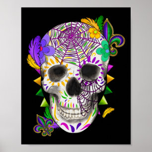 Mardi Gras Costume Sugar Skull Carnival Party Men  Poster