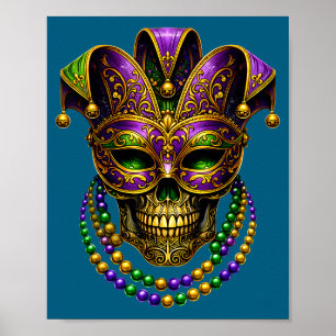 Mardi Gras Costume Sugar Skull Carnival Party Men  Poster