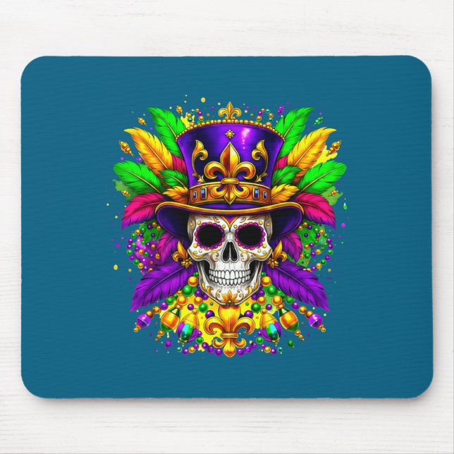 Mardi Gras Costume Sugar Skull Design Mouse Pad (Front)