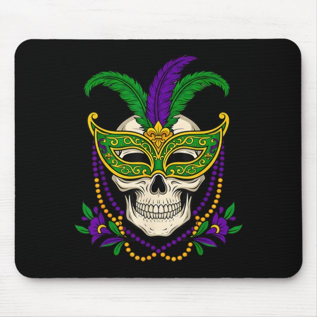 Mardi Gras Costume Sugar Skull Design Mouse Pad (Front)