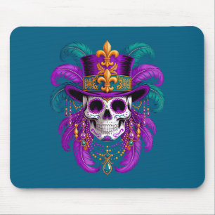 Mardi Gras Costume Sugar Skull Graphic Art Mouse Pad