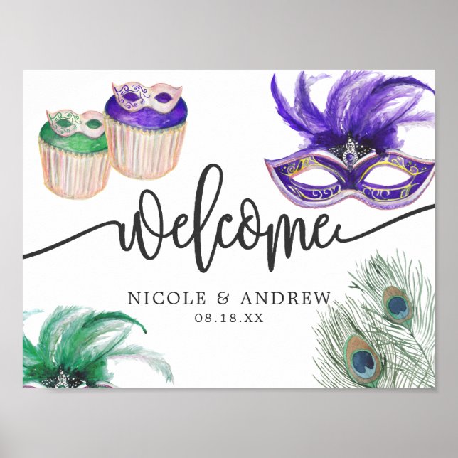 Mardi Gras Couple's Shower Welcome Poster (Front)