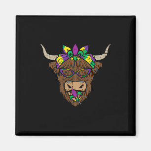 Mardi Gras Cow Face Hiefer Farm Women Girls Kids Magnet
