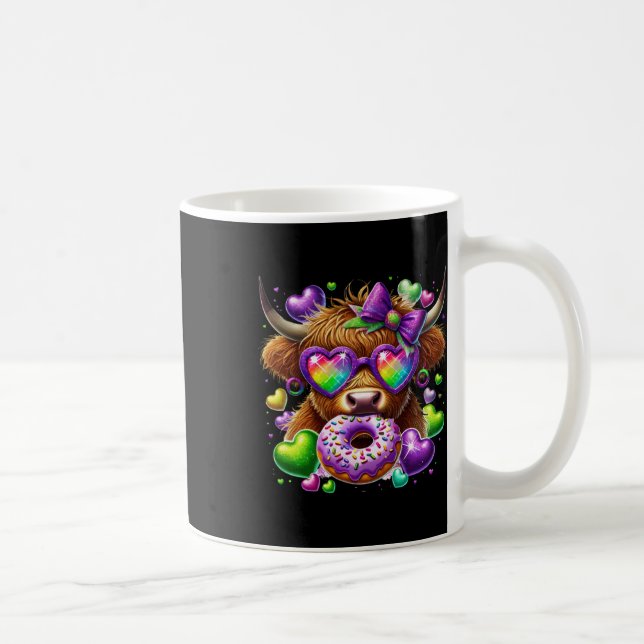 Mardi Gras Cow Sticker  Coffee Mug (Right)