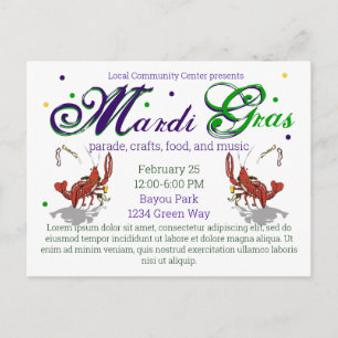 Mardi Gras Crawdads beer Postcard