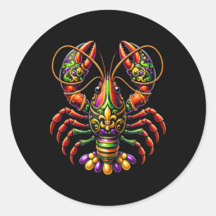 Mardi Gras Crawfish Beads New Orleans Carnival Par Classic Round Sticker