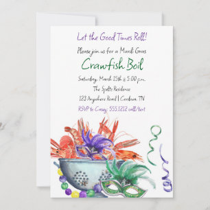 Mardi Gras Crawfish Boil Invitation