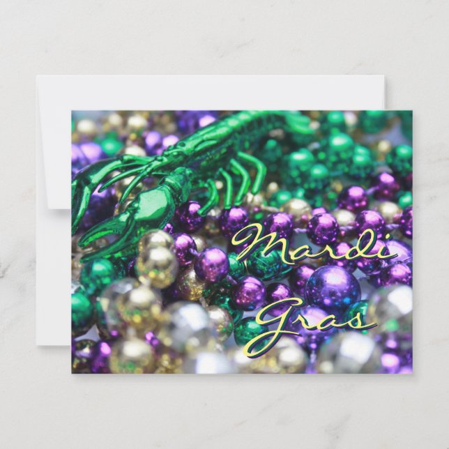 Mardi Gras Crawfish Custom Party Card Invitations (Front)