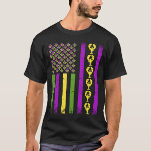 Mardi Gras Crawfish Flag For Men Mardi Gras Outfit T-Shirt