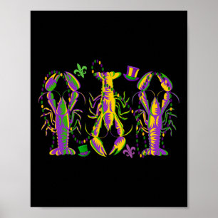Mardi Gras Crawfish Happy Mardi Gras 2025 Matching Poster