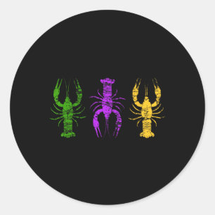 Mardi Gras Crawfish Jester Hat Bead Tee New Orlean Classic Round Sticker