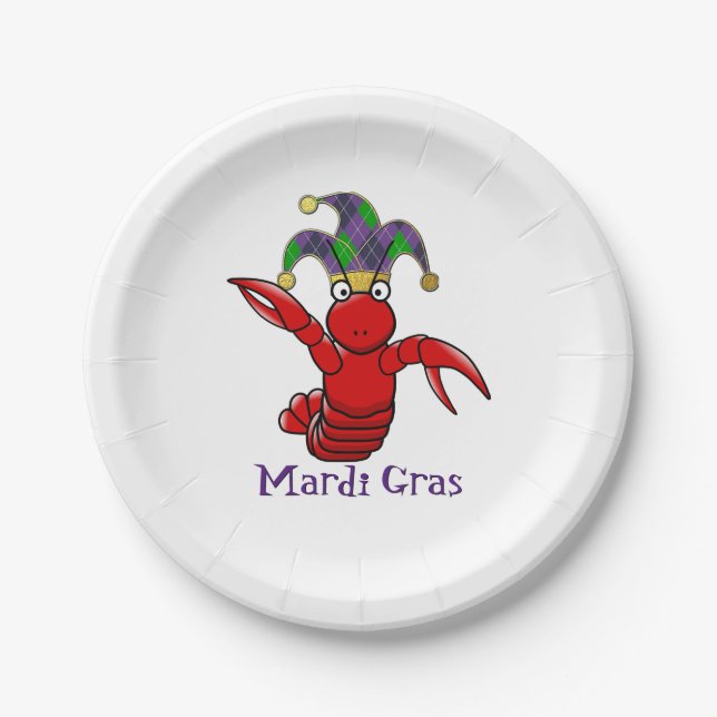 Mardi Gras Crawfish Paper Plate (Front)